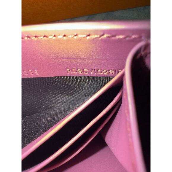 $630 BURBERRY HALTON RED LEATHER Mauve Pink CANVAS FLAP CONTINENTAL WALLET - Picture 6 of 8